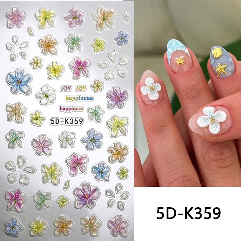 Ocean Flowers 5D Nail Stickers 5D-K355-K359 Clearance No Brand 5D-K359 