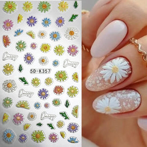 Ocean Flowers 5D Nail Stickers 5D-K355-K359 Clearance No Brand 