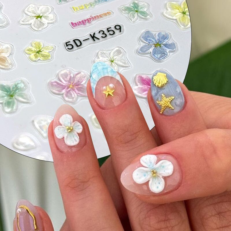 Ocean Flowers 5D Nail Stickers 5D-K355-K359 Clearance No Brand 