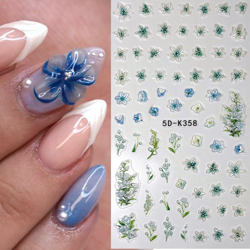Ocean Flowers 5D Nail Stickers 5D-K355-K359 Clearance No Brand 