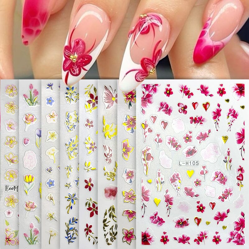 Flowers 3D Nail Sticker L-H Series Clearance No Brand 
