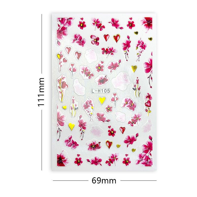 Flowers 3D Nail Sticker L-H Series Clearance No Brand 