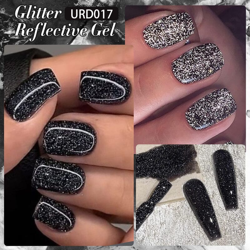 Black Glitter Reflective Gel Polish 15ml Gel Nail Polish UR SUGAR 
