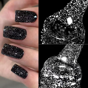 Black Glitter Reflective Gel Polish 15ml Gel Nail Polish UR SUGAR 