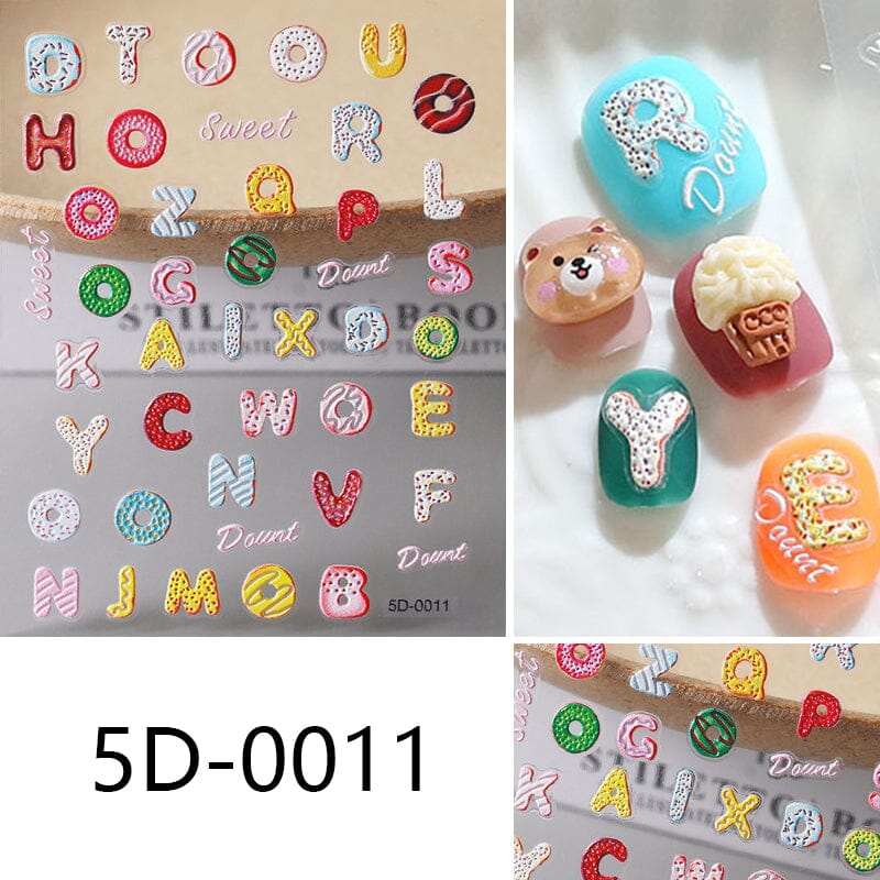 Flowers Letters 5D Embossed Nail Stickers 5D-0011-0374 Clearance No Brand 5D-0011 