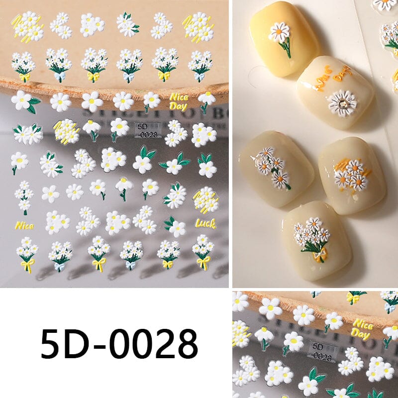 Flowers Letters 5D Embossed Nail Stickers 5D-0011-0374 Clearance No Brand 5D-0028 
