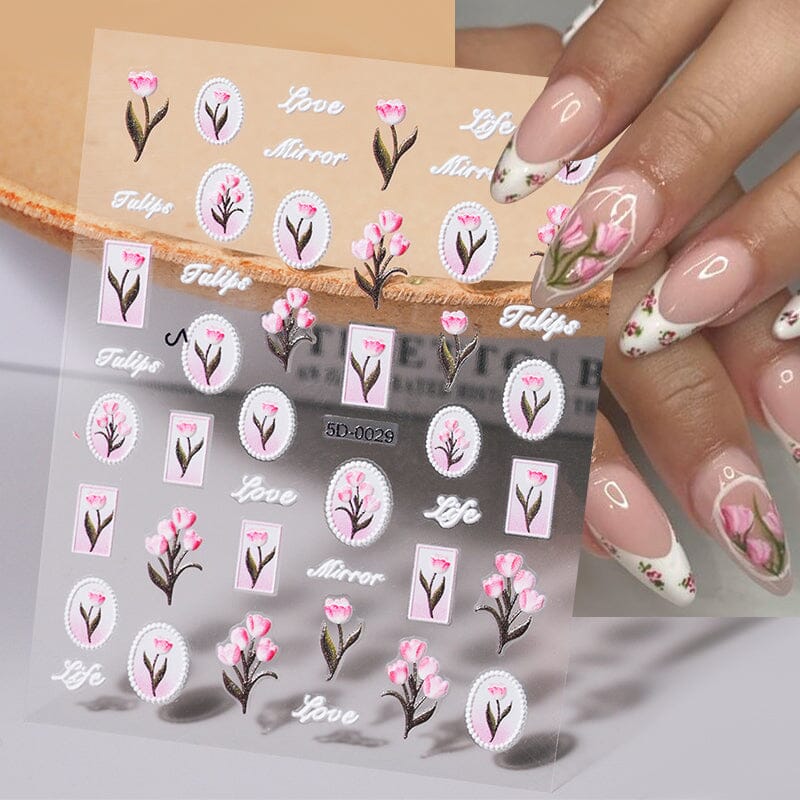Flowers Letters 5D Embossed Nail Stickers 5D-0011-0374 Clearance No Brand 5D-0029 
