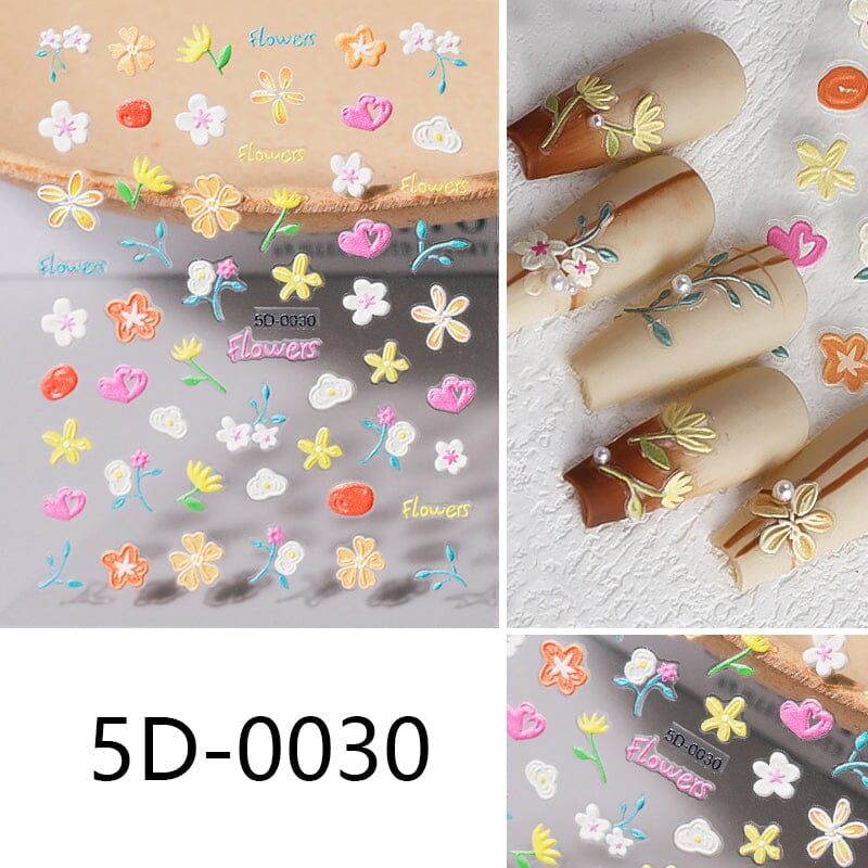 Flowers Letters 5D Embossed Nail Stickers 5D-0011-0374 Clearance No Brand 5D-0030 