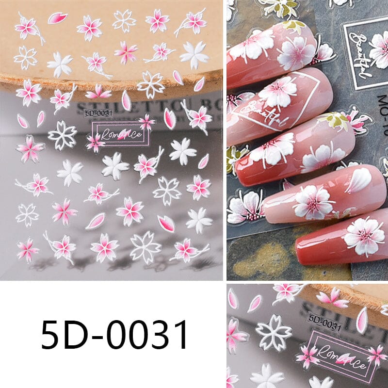 Flowers Letters 5D Embossed Nail Stickers 5D-0011-0374 Clearance No Brand 5D-0031 