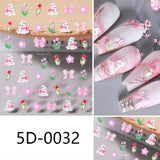Flowers Letters 5D Embossed Nail Stickers 5D-0011-0374 Clearance No Brand 5D-0032 