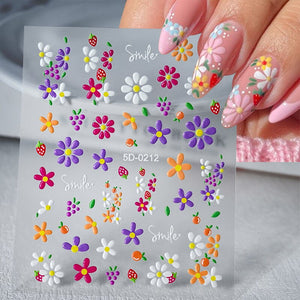 Flowers Letters 5D Embossed Nail Stickers 5D-0011-0374 Clearance No Brand 5D-0212 