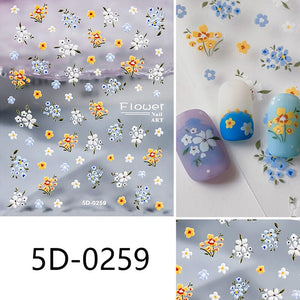 Flowers Letters 5D Embossed Nail Stickers 5D-0011-0374 Clearance No Brand 5D-0259 