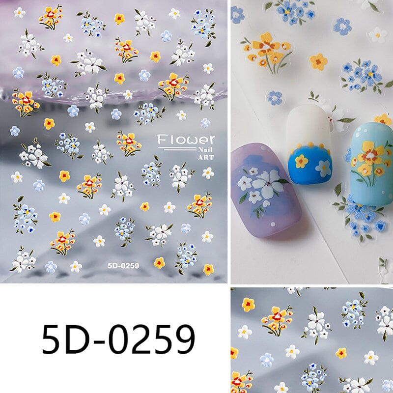 Flowers Letters 5D Embossed Nail Stickers 5D-0011-0374 Clearance No Brand 5D-0259 