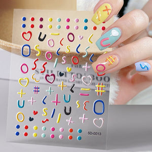 Flowers Letters 5D Embossed Nail Stickers 5D-0011-0374 Clearance No Brand 5D-0013 