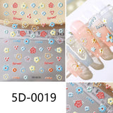 Flowers Letters 5D Embossed Nail Stickers 5D-0011-0374 Clearance No Brand 5D-0019 