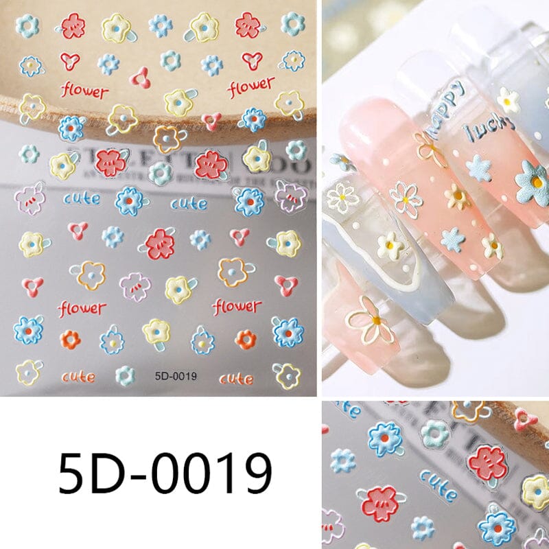 Flowers Letters 5D Embossed Nail Stickers 5D-0011-0374 Clearance No Brand 5D-0019 