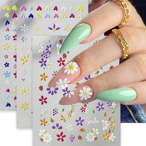 Flowers Letters 5D Embossed Nail Stickers 5D-0011-0374 Clearance No Brand 