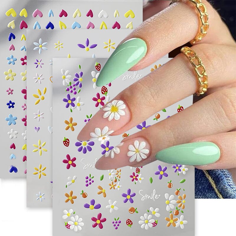 Flowers Letters 5D Embossed Nail Stickers 5D-0011-0374 Clearance No Brand 