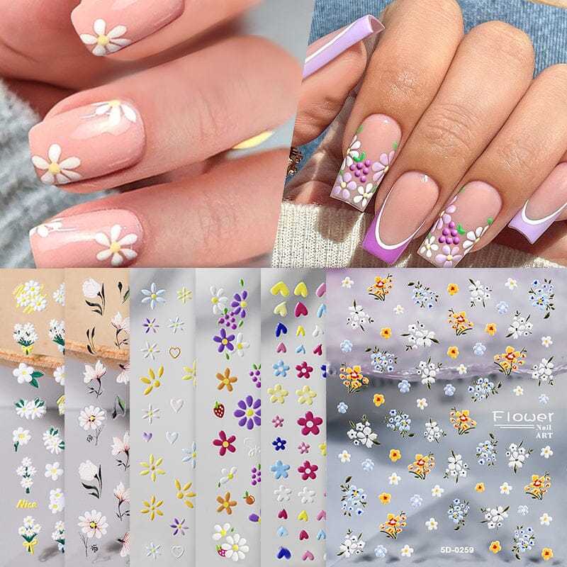 Flowers Letters 5D Embossed Nail Stickers 5D-0011-0374 Clearance No Brand 