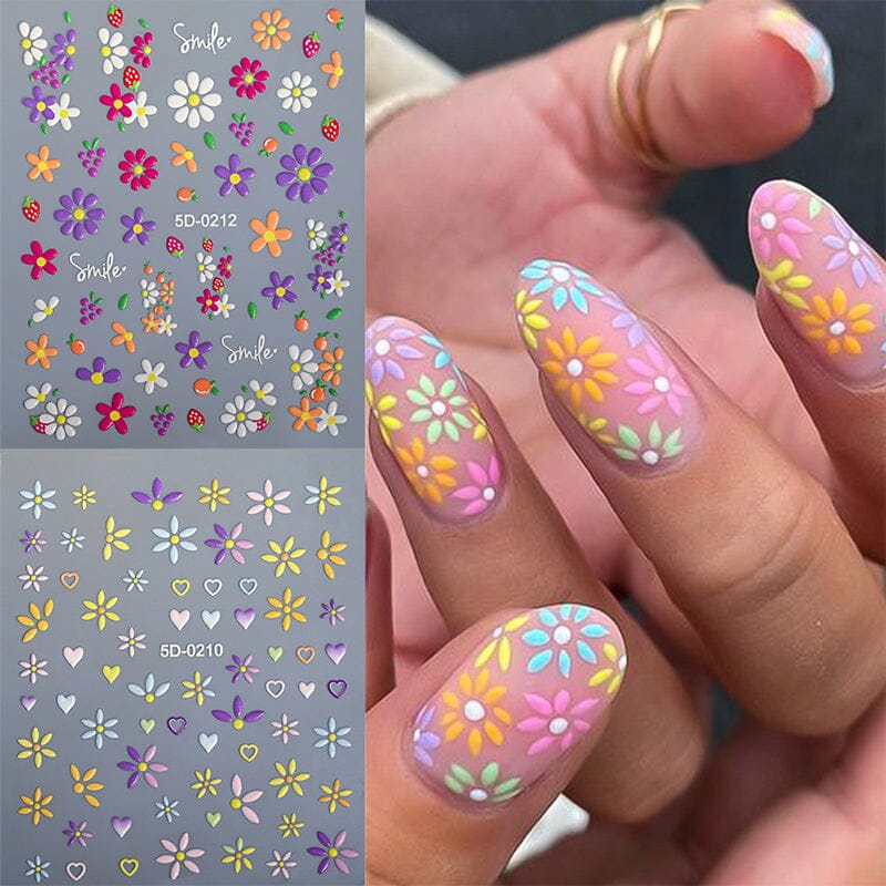 Flowers Letters 5D Embossed Nail Stickers 5D-0011-0374 Clearance No Brand 