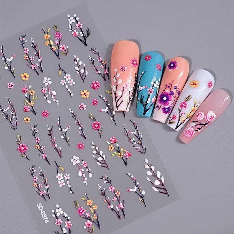 Flowers Letters 5D Embossed Nail Stickers 5D-0011-0374 Clearance No Brand 