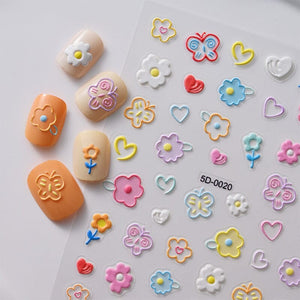 Flowers Letters 5D Embossed Nail Stickers 5D-0011-0374 Clearance No Brand 