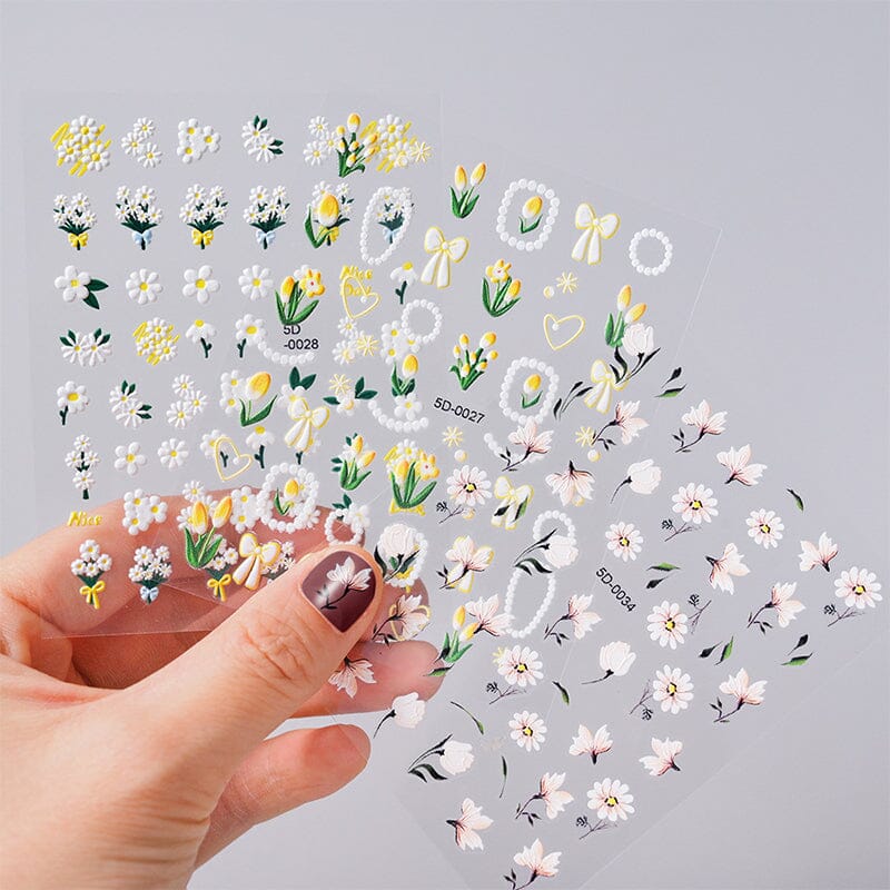 Flowers Letters 5D Embossed Nail Stickers 5D-0011-0374 Clearance No Brand 