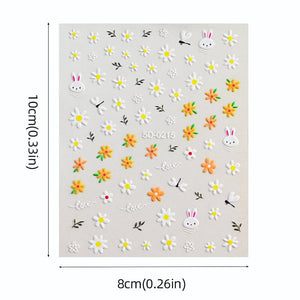 Flowers Letters 5D Embossed Nail Stickers 5D-0011-0374 Clearance No Brand 