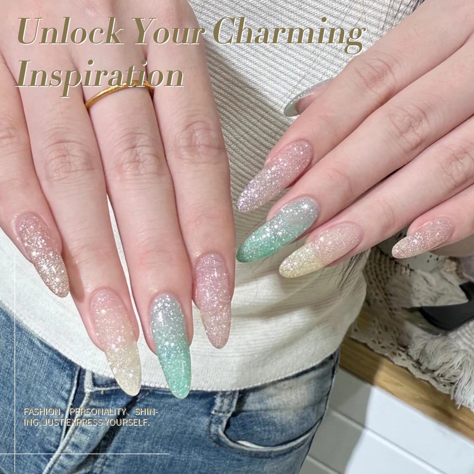 6 Colors Reflective Glitter Gel Polish Set T20 Carat Mirage 7ml Gel Nail Polish BORN PRETTY 