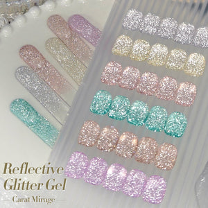 6 Colors Reflective Glitter Gel Polish Set T20 Carat Mirage 7ml Gel Nail Polish BORN PRETTY 