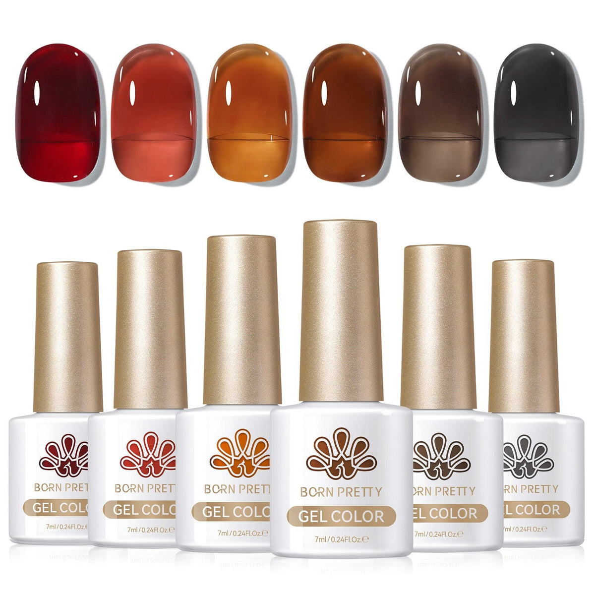 6 Colors Jelly Gel J08 Autumn Ember 7ml Gel Nail Polish BORN PRETTY 