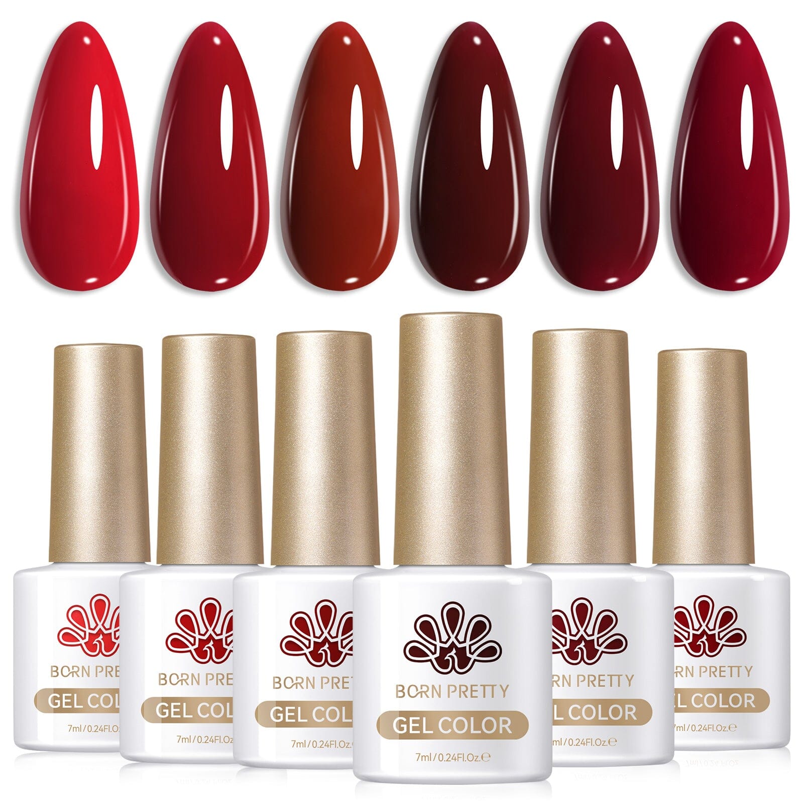 6 Colors Gel Polish Set S27 Red Theory 7ml Gel Nail Polish BORN PRETTY 