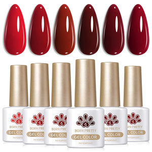 6 Colors Gel Polish Set S27 Red Theory 7ml Gel Nail Polish BORN PRETTY 