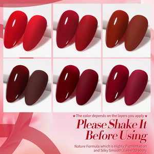 6 Colors Gel Polish Set S27 Red Theory 7ml Gel Nail Polish BORN PRETTY 