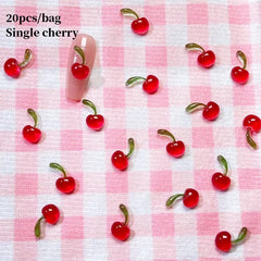 20pcs Sweet Mini Red Cherry 3D Nail Decorations Nail Art No Brand 02 