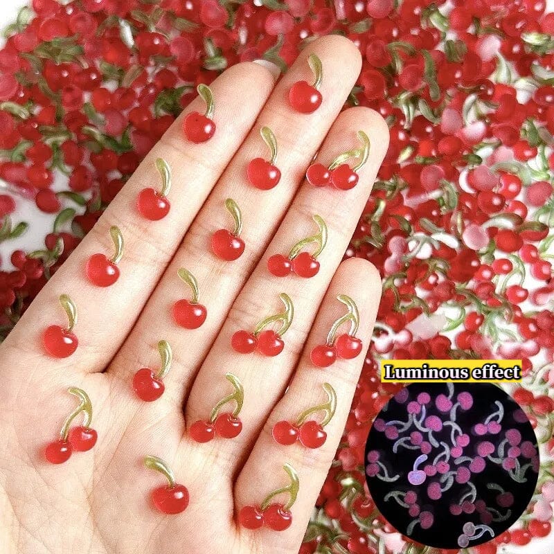 20pcs Sweet Mini Red Cherry 3D Nail Decorations Nail Art No Brand 