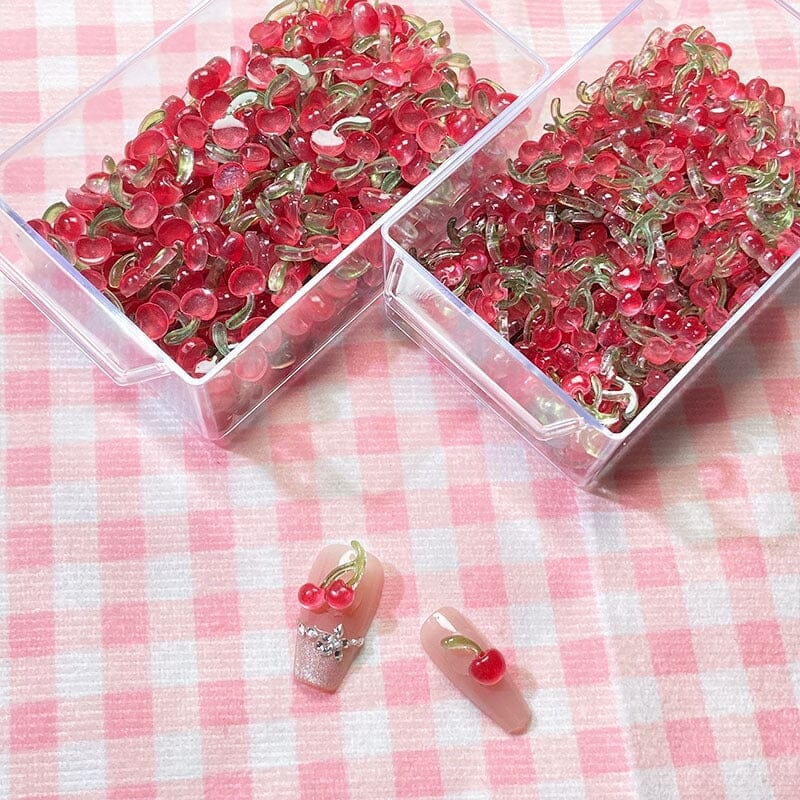 20pcs Sweet Mini Red Cherry 3D Nail Decorations Nail Art No Brand 