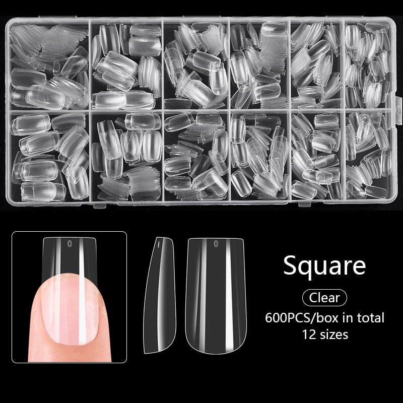 600pcs Square Transparent False Nail Tips Nail Tips No Brand 