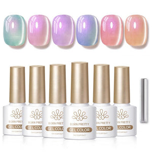 6 Colors Auroras Cat Magnetic Gel M43 Coral Sea 7ml Gel Nail Polish BORN PRETTY 