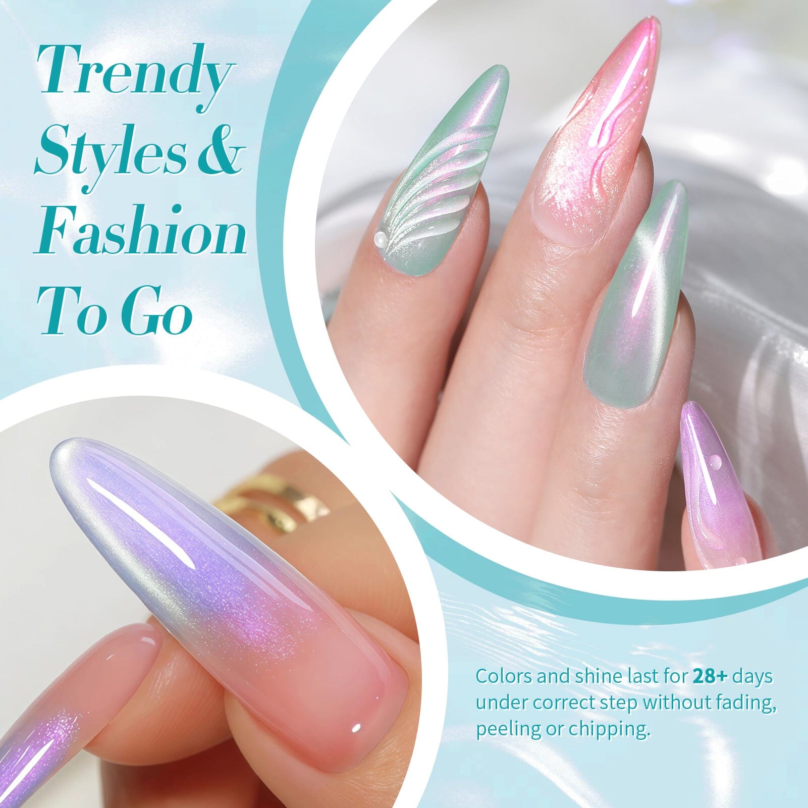 6 Colors Aurora Cat Magnetic Gel Polish Set M43 Coral Sea 7ml Gel Nail Polish BORN PRETTY 
