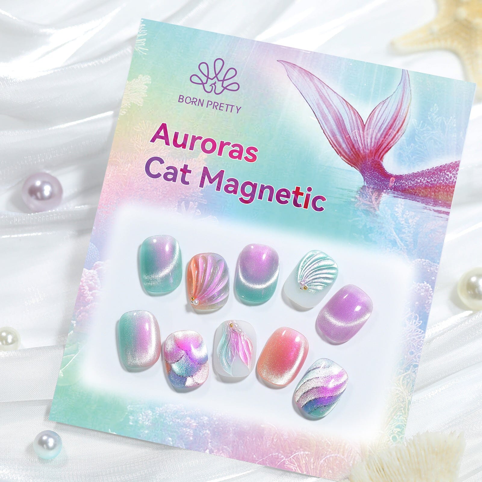 6 Colors Aurora Cat Magnetic Gel Polish Set M43 Coral Sea 7ml Gel Nail Polish BORN PRETTY 