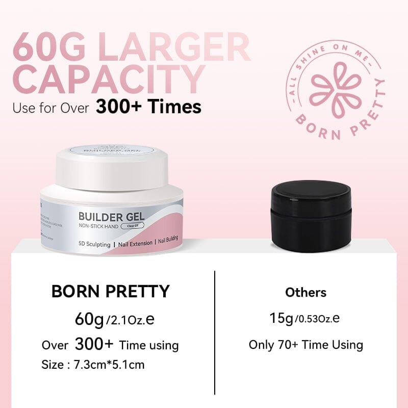 No Stick Hand Builder Gel Clear #01 60g HEMA FREE Extension Nail Gel BORN PRETTY 