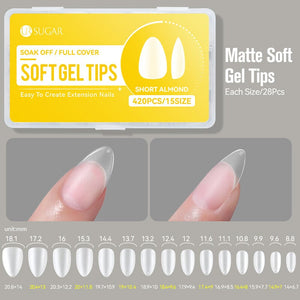 420pcs Matte Soft Gel Tips Nail Tips UR SUGAR Short Almond 
