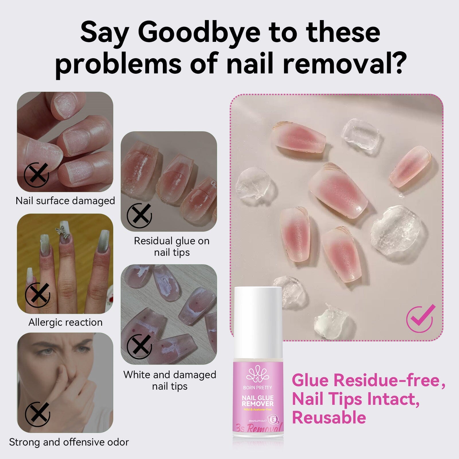 Nail Glue Remover Acetone-free 20ml Nail Tips BORN PRETTY 