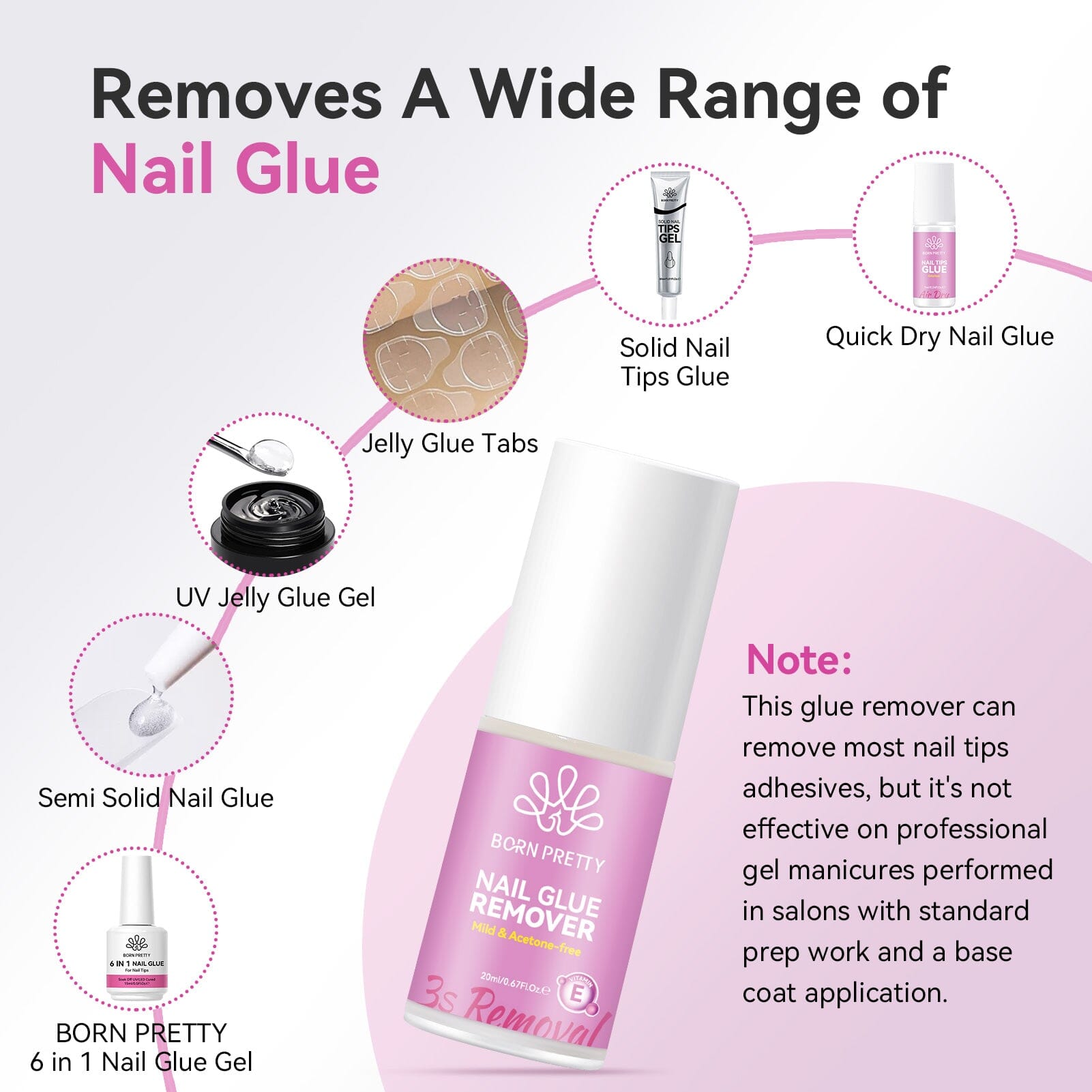 Nail Glue Remover Acetone-free 20ml Nail Tips BORN PRETTY 