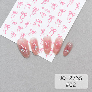 Pink Bowknot 3D Self Adhesive Nail Stickers Nail Art No Brand 