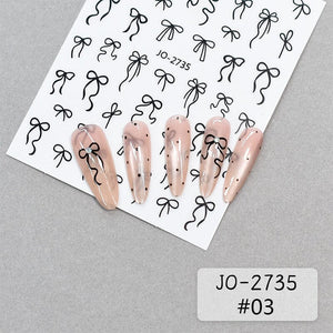Black Bowknot 3D Self Adhesive Nail Stickers Nail Art No Brand 