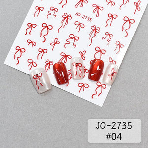 Red Bowknot 3D Self Adhesive Nail Stickers Nail Art No Brand 