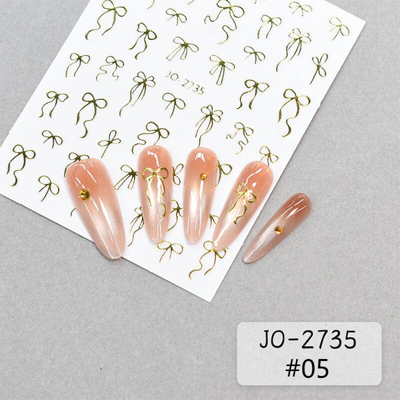 Gold Bowknot 3D Self Adhesive Nail Stickers Nail Art No Brand 