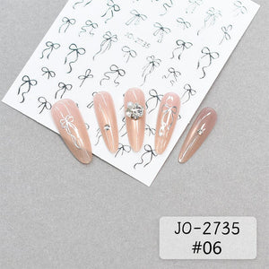 Silver Bowknot 3D Self Adhesive Nail Stickers Nail Art No Brand 